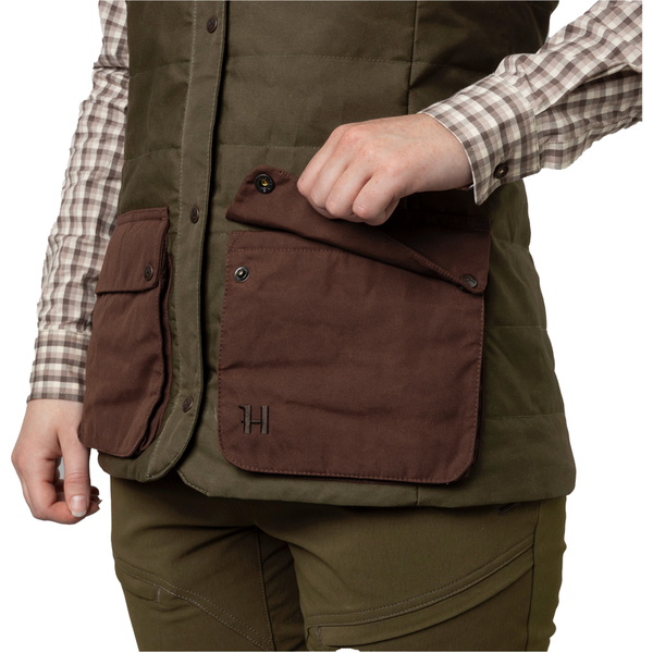 2026 Harkila Womens Retrieve Waistcoat 1201141 - Dark Warm Olive / Burgundy